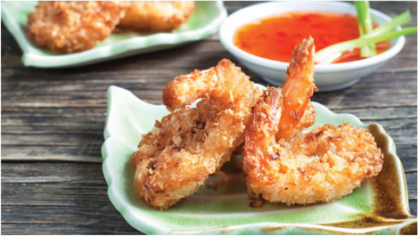 Air Fried Shrimp: (4 oz. shrimp) Protein: 25g Carbs: 4g Fat: 4g