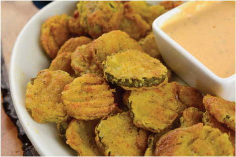 Air Fried Pickles:(4 Servings) Protein: 8g, Carbs, 34g, Fat: 2g